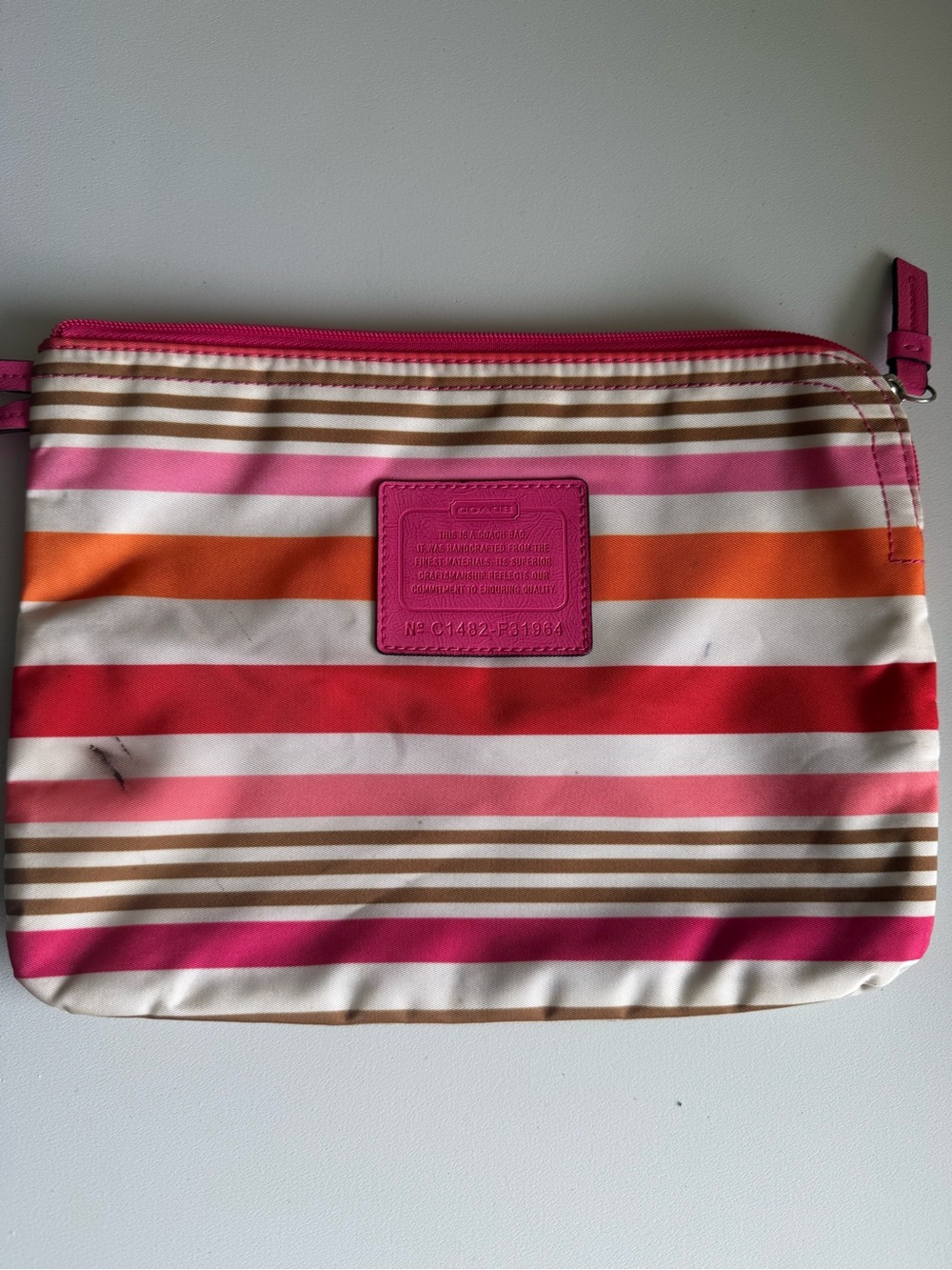 Coach Striped Pink & Orange Pouch